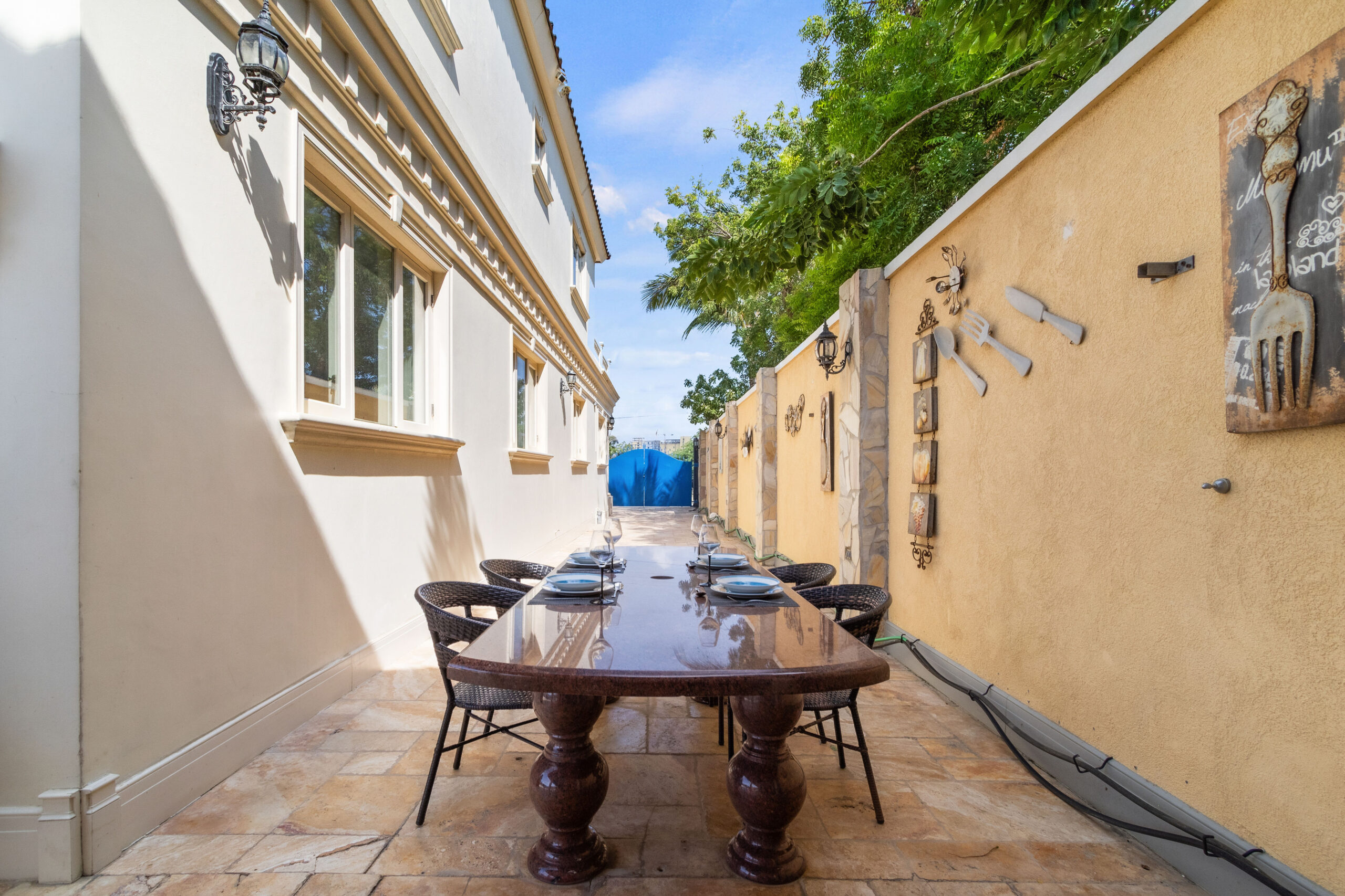 Elegant dining area at La Casa Piu Bella, Aruba's premier estate.